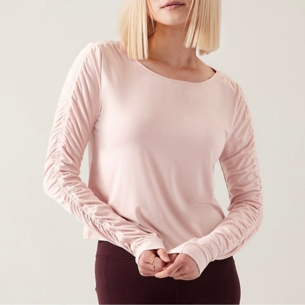 Athleta Pink All Around Ruched Top - size Medium